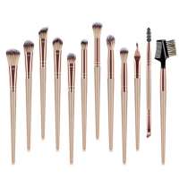 12PCS Professional Eyes Makeup Brushes Set Wood Handle Eyeshadow Eyebrow Eyeliner Blending Powder Brush Fan-Shape Makeup Brushes